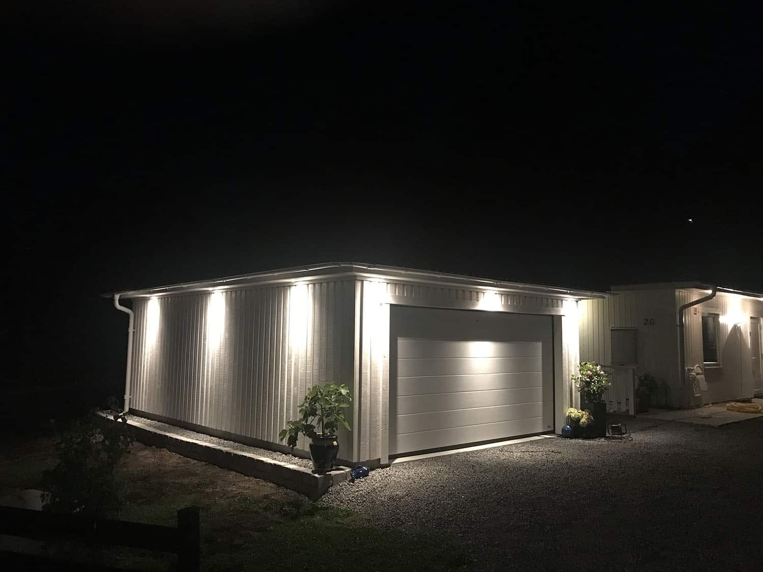 Fasadbelysning på garaget