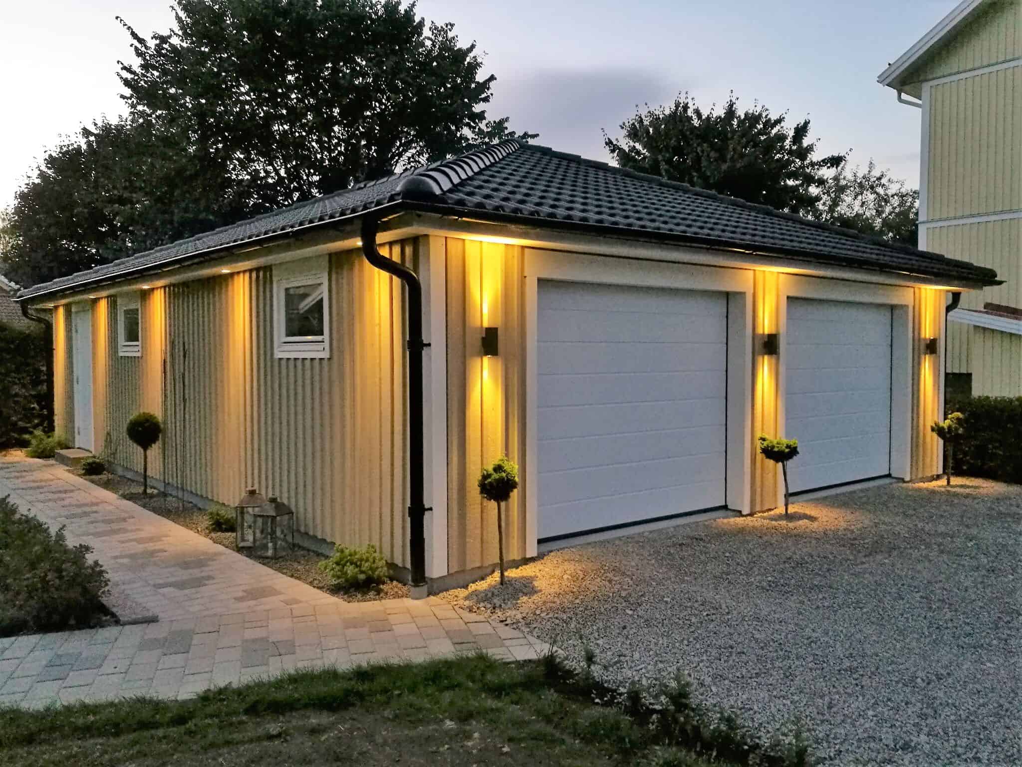 Fasadbelysning på garaget