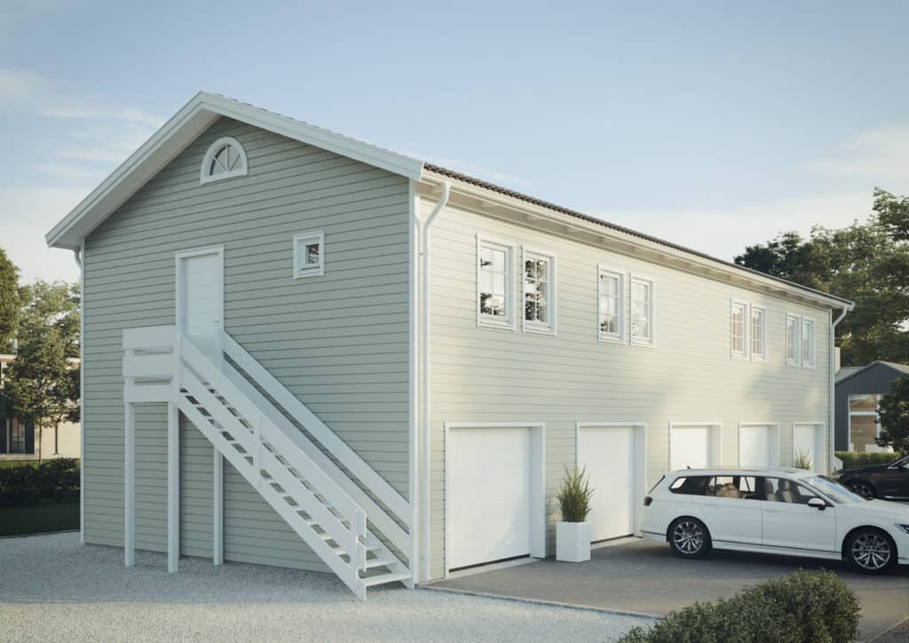 Radgarage med övervåning framsida