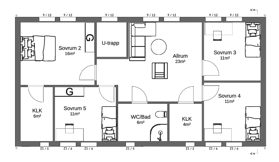 Planlösning övervåning