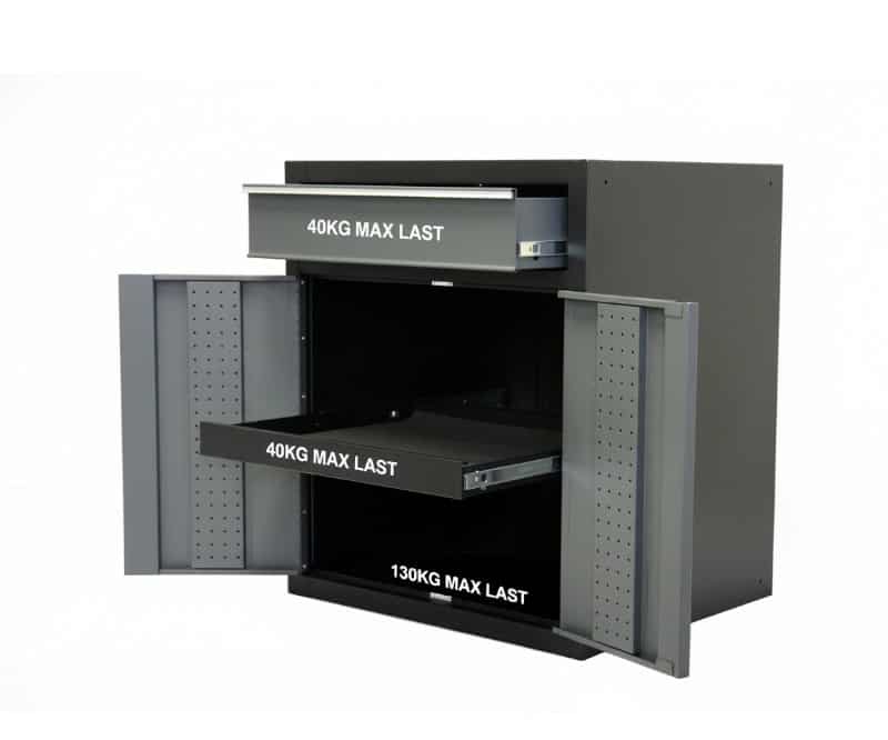 Garageinredning, 1 låda och dörrar med max vikt