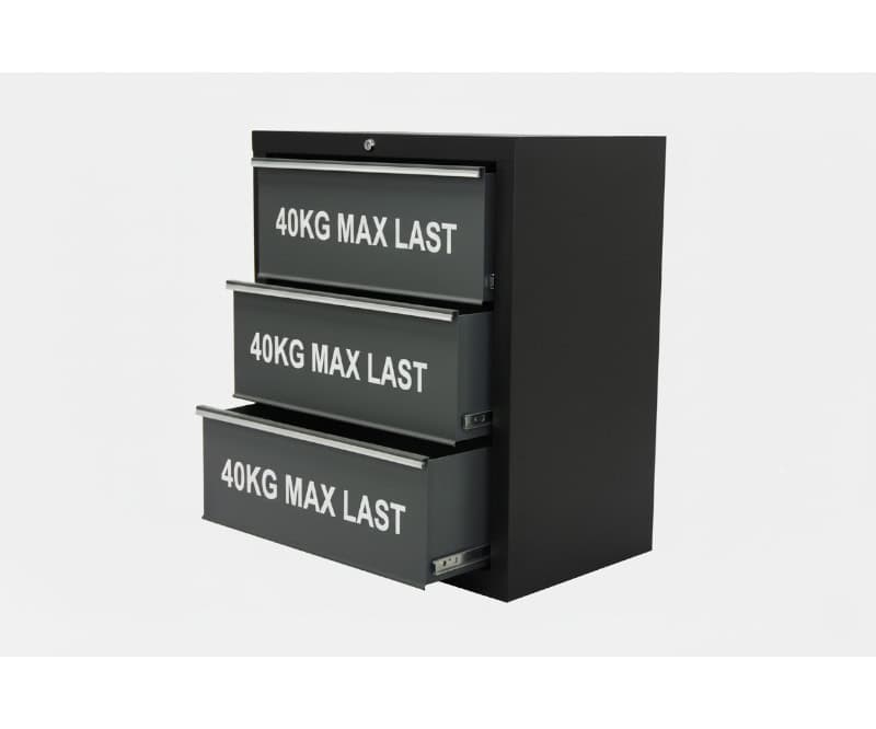 Garageinredning, 3 lådor med max vikt